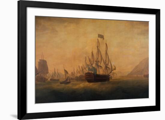 The Relief of Gibraltar by Admiral Lord Howe, 11th October 1782-Captain William Elliott-Framed Giclee Print