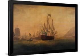 The Relief of Gibraltar by Admiral Lord Howe, 11th October 1782-Captain William Elliott-Framed Premium Giclee Print