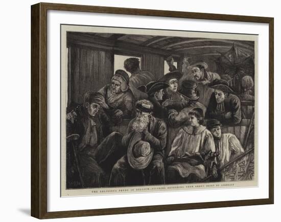 The Religious Feuds in Belgium, Pilgrims Returning from Ghent Beset by Liberals-null-Framed Giclee Print