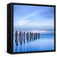 The Remains of an Old Jetty on the Beach Near Dunedin, New Zealand, Just before Dawn, Square-Travellinglight-Framed Stretched Canvas