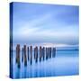 The Remains of an Old Jetty on the Beach Near Dunedin, New Zealand, Just before Dawn, Square-Travellinglight-Stretched Canvas