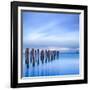 The Remains of an Old Jetty on the Beach Near Dunedin, New Zealand, Just before Dawn, Square-Travellinglight-Framed Photographic Print