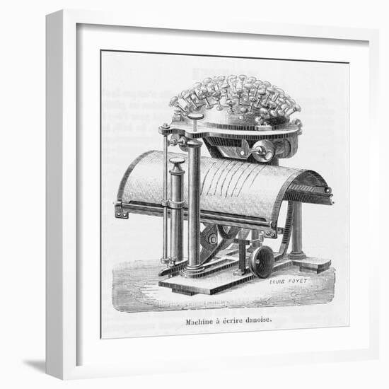 The Remarkable Typewriter Invented by Rasmus Hans Malling Johan Hansen in 1865-Louis Poyet-Framed Art Print