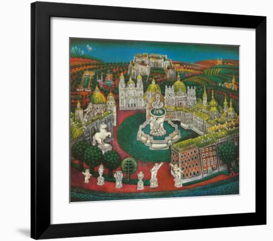 The Residenz-Fountain at Salzburg-Gottfried Kumpf-Framed Art Print