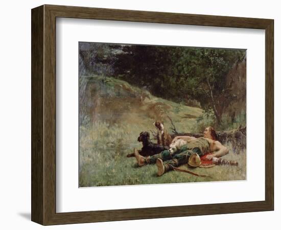 The Rest of a Hunter with Dogs, C1842-1896-Evariste Vital Luminais-Framed Giclee Print