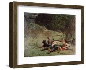 The Rest of a Hunter with Dogs, C1842-1896-Evariste Vital Luminais-Framed Giclee Print