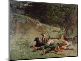 The Rest of a Hunter with Dogs, C1842-1896-Evariste Vital Luminais-Mounted Giclee Print