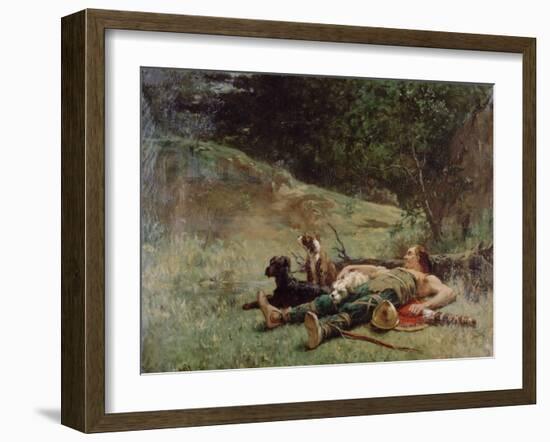 The Rest of a Hunter with Dogs, C1842-1896-Evariste Vital Luminais-Framed Giclee Print