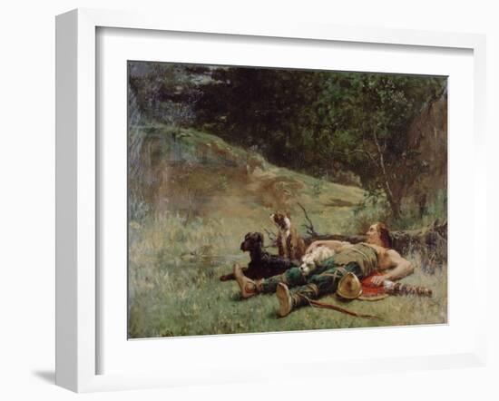 The Rest of a Hunter with Dogs, C1842-1896-Evariste Vital Luminais-Framed Giclee Print