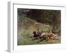 The Rest of a Hunter with Dogs, C1842-1896-Evariste Vital Luminais-Framed Giclee Print