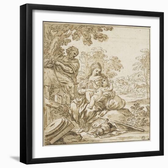 The Rest of the Holy Family on the Flight into Egypt-Antonio Domenico Gabbiani-Framed Giclee Print