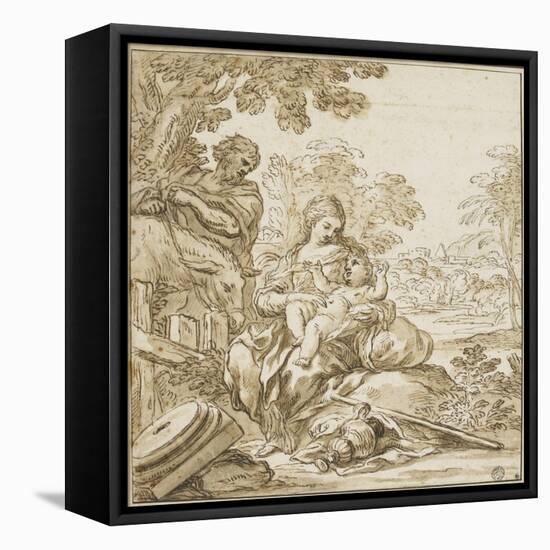 The Rest of the Holy Family on the Flight into Egypt-Antonio Domenico Gabbiani-Framed Stretched Canvas