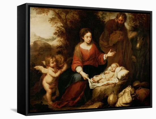 The Rest on the Flight Into Egypt-Bartolome Esteban Murillo-Framed Stretched Canvas