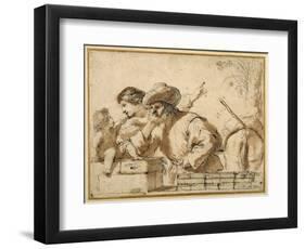 The Rest on the Flight-Guercino (Giovanni Francesco Barbieri)-Framed Premium Giclee Print