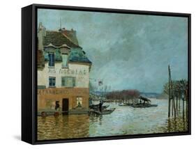 The Restaurant La Barque During the Flood at Port Marly-Alfred Sisley-Framed Stretched Canvas