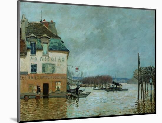 The Restaurant La Barque During the Flood at Port Marly-Alfred Sisley-Mounted Giclee Print