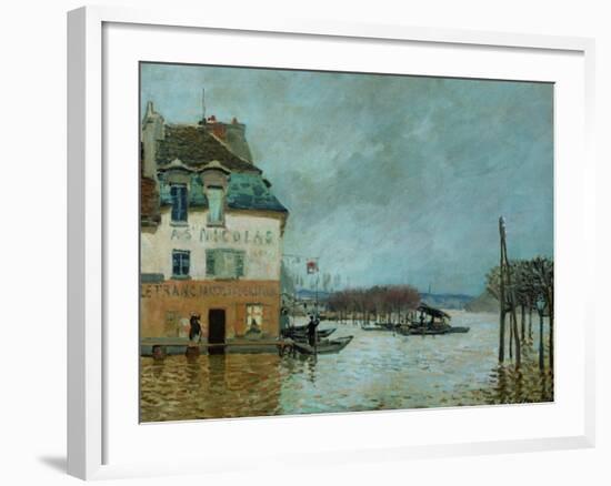 The Restaurant La Barque During the Flood at Port Marly-Alfred Sisley-Framed Giclee Print