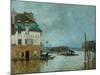 The Restaurant La Barque During the Flood at Port Marly-Alfred Sisley-Mounted Giclee Print