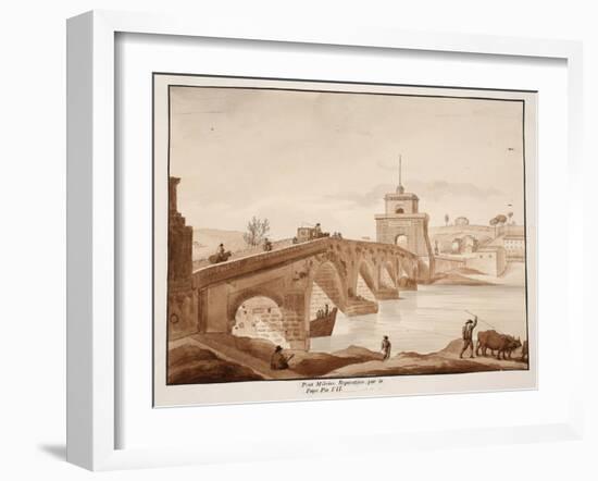 The Restoration of Ponte Milvio by Pope Pius Vii, 1833-Agostino Tofanelli-Framed Giclee Print