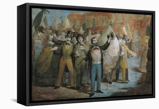 The Resurgence - Patriotic Demonstration in Florence, 1847-null-Framed Stretched Canvas