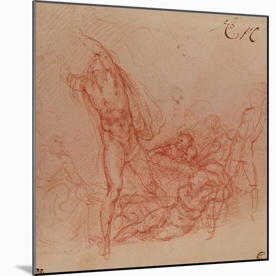 The Resurrection of Christ, circa 1536-38-Michelangelo Buonarroti-Mounted Giclee Print