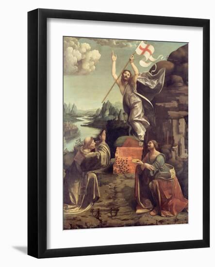 The Resurrection of Christ with Saints Leonard of Noblac and Lucia, Ca 1491-Giovanni Antonio Boltraffio-Framed Giclee Print