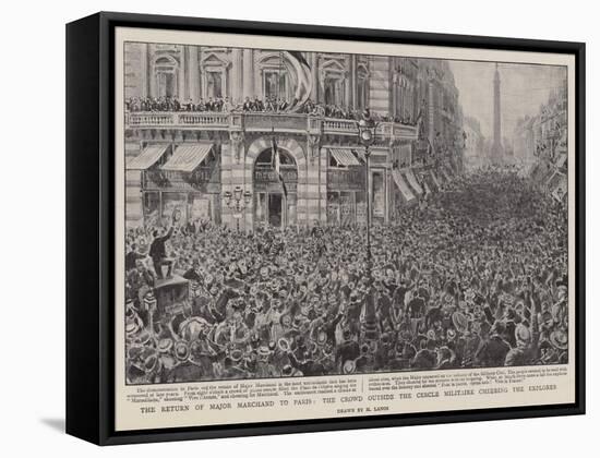 The Return of Major Marchand to Paris, the Crowd Outside the Cercle Militaire Cheering the Explorer-Henri Lanos-Framed Stretched Canvas