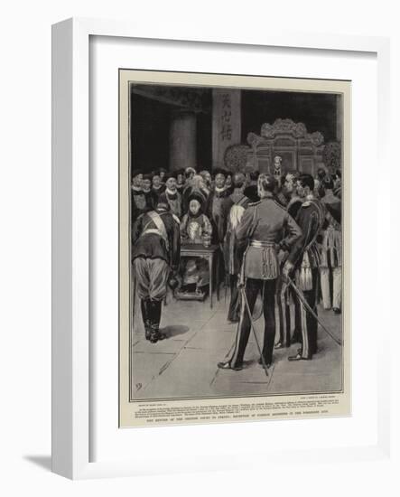 The Return of the Chinese Court to Peking, Reception of Foreign Ministers in the Forbidden City-Frank Dadd-Framed Giclee Print