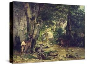 The Return of the Deer to the Stream at Plaisir-Fontaine, 1866-Gustave Courbet-Stretched Canvas