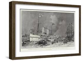 The Return of the Duke and Duchess of Cornwall and York, Arrival of the Ophir in Portsmouth Harbour-Charles Edward Dixon-Framed Giclee Print