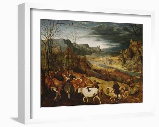 The Return of the Herd. (From: the Seasons), 1565-Pieter Bruegel the Elder-Framed Giclee Print