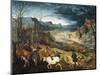 The Return of the Herd-Pieter Bruegel the Elder-Mounted Art Print