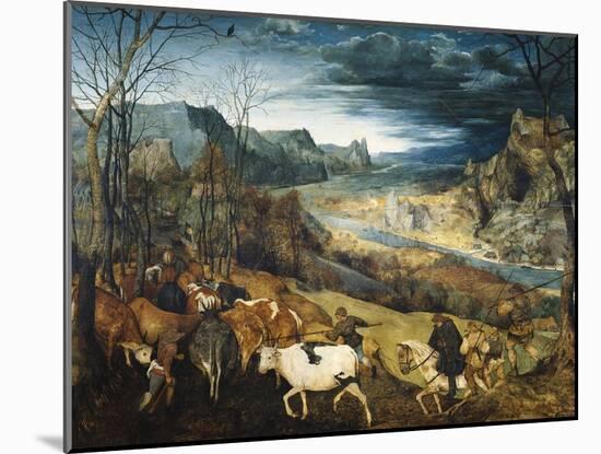 The Return of the Herd-Pieter Bruegel the Elder-Mounted Art Print