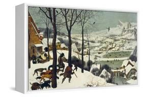 The Return of the Hunters-Pieter Bruegel the Elder-Framed Stretched Canvas