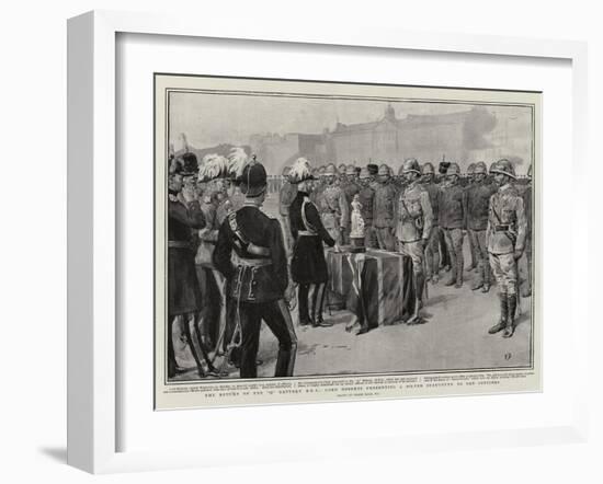 The Return of the Q Battery Rha, Lord Roberts Presenting a Silver Statuette to the Officers-Frank Dadd-Framed Giclee Print