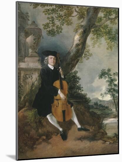 The Rev. John Chafy Playing the Violoncello in a Landscape-Thomas Gainsborough-Mounted Giclee Print