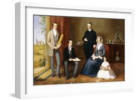 The Reverend John Witherington, Vicar of Tetsworth, Oxon, with His Family, 1854-John Bridges-Framed Giclee Print