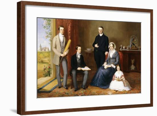 The Reverend John Witherington, Vicar of Tetsworth, Oxon, with His Family, 1854-John Bridges-Framed Giclee Print