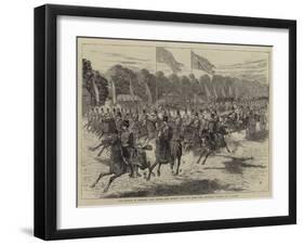 The Review in Windsor Park before Her Majesty and the Shah, the Artillery Passing at a Gallop-Alfred Chantrey Corbould-Framed Giclee Print