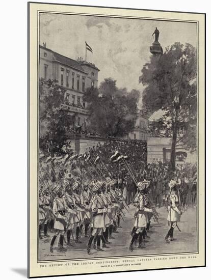 The Review of the Indian Contingents, Bengal Lancers Passing Down the Mall-null-Mounted Giclee Print
