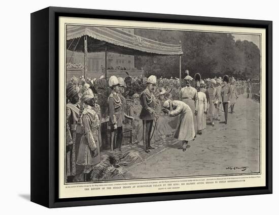 The Review of the Indian Troops at Buckingham Palace by the King-John Charlton-Framed Stretched Canvas