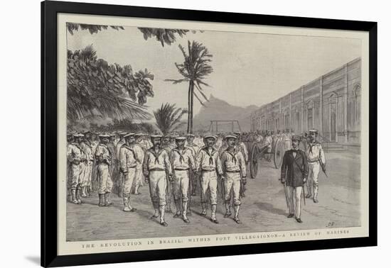 The Revolution in Brazil, Within Fort Villegaignon, a Review of Marines-null-Framed Giclee Print