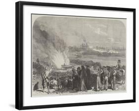 The Revolution in Spain, Burning the Garrotting-Scaffold at Madrid-Charles Robinson-Framed Giclee Print