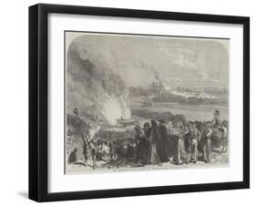 The Revolution in Spain, Burning the Garrotting-Scaffold at Madrid-Charles Robinson-Framed Giclee Print