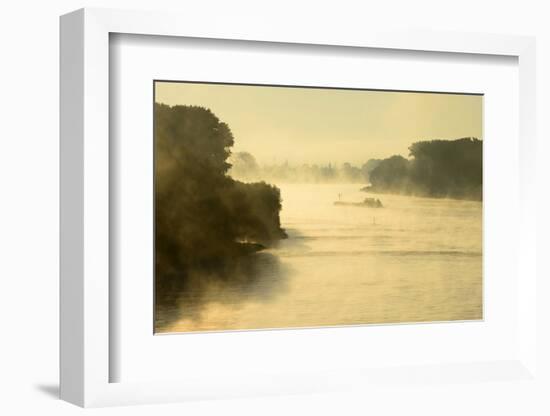 The Rhine, Fog Mood, Sunrise, Speyer, Rhineland-Palatinate, Germany-Ronald Wittek-Framed Photographic Print