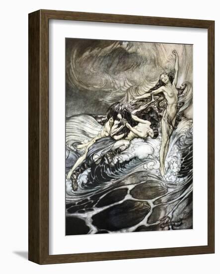 The Rhine Maidens obtain possession of the ring and bear it off in triumph', 1924-Arthur Rackham-Framed Giclee Print