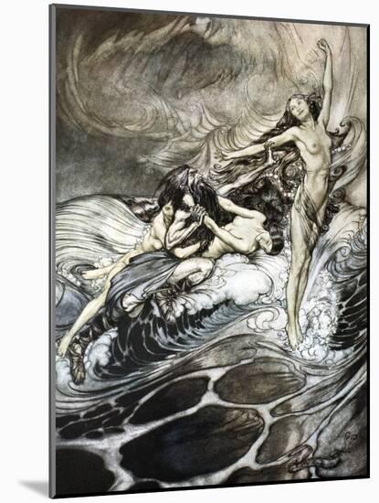 The Rhine Maidens obtain possession of the ring and bear it off in triumph', 1924-Arthur Rackham-Mounted Giclee Print