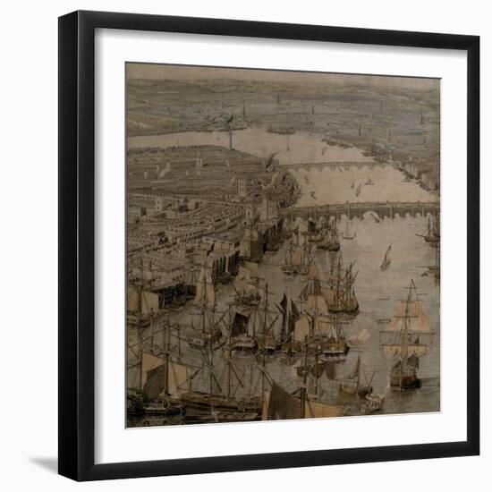 The Rhinebeck Panorama of London (Ships sailing upstream)-null-Framed Premium Giclee Print