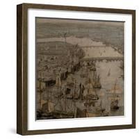 The Rhinebeck Panorama of London (Ships sailing upstream)-null-Framed Giclee Print