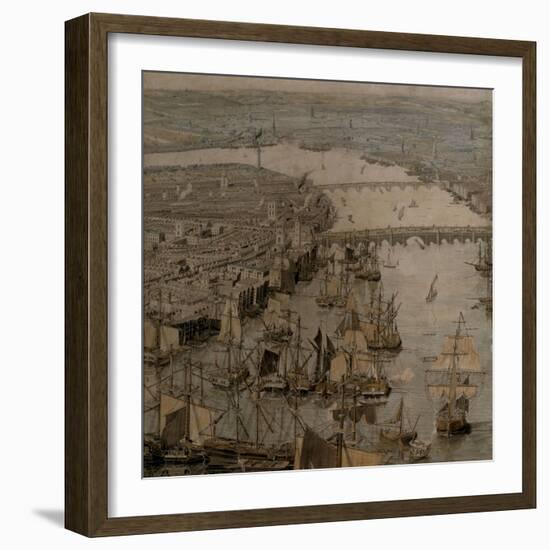 The Rhinebeck Panorama of London (Ships sailing upstream)-null-Framed Giclee Print